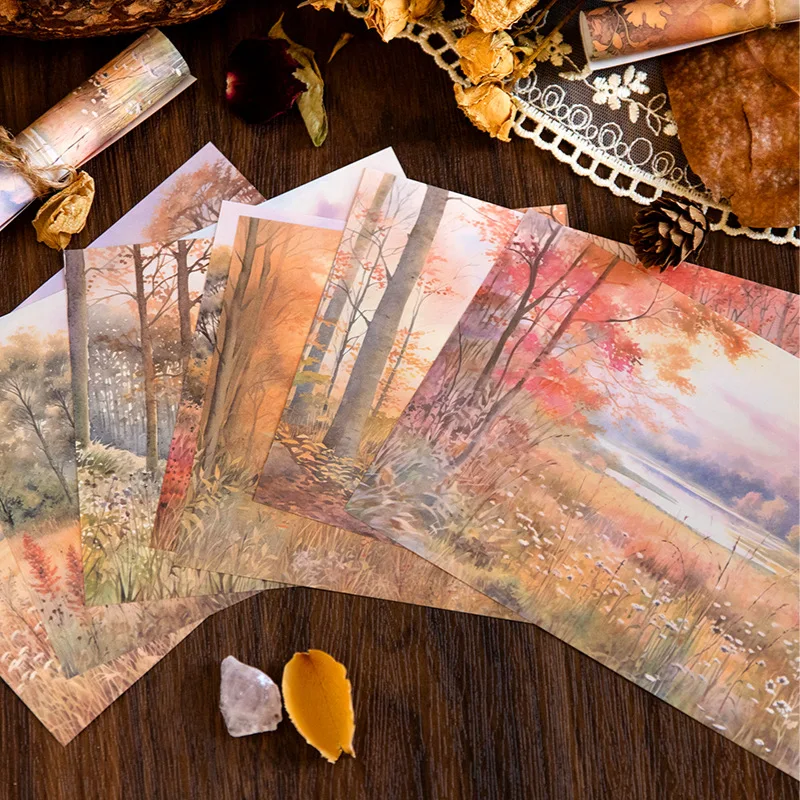 

32pcs Forest Landscape Material Paper Scrapbooking Junk Journal Creative Stationery DIY Deco Journal Stationery Supplies