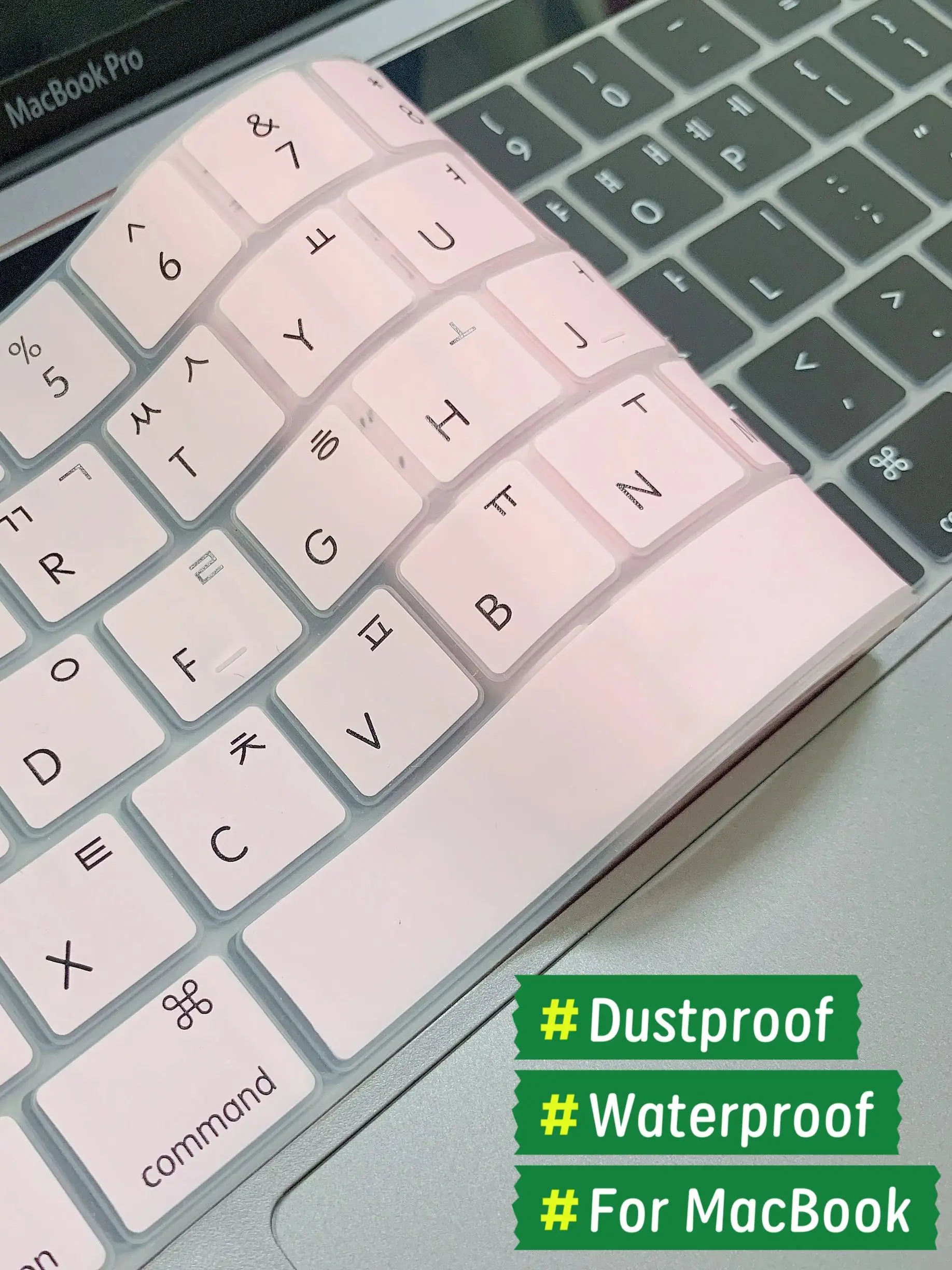 Korean Language Keyboard Skin for 13-Inch MacBook - Silicone Dust-Proof Protector with Touch ID