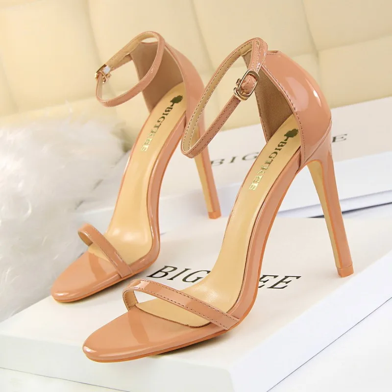 Summer Sexy Women High Heels Sandals Party Round Head Belt Buckle Buckle Viscose Shoes 11CM Heel Woman Dress Sandals Shoes Women High Heels Platform High Heels Sandals Ankle Buckle Sandals