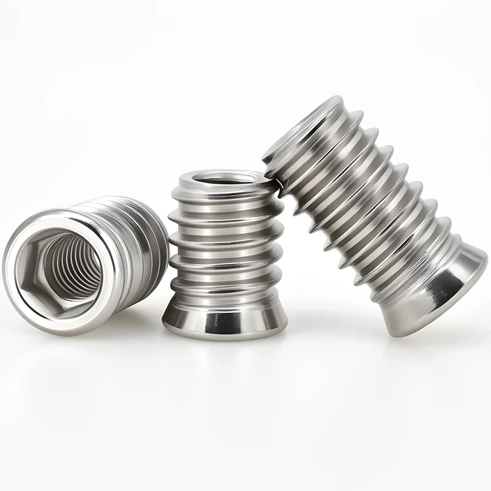 Pipe Fitting 304 Stainless Steel Hex Socket Embedded Insert Furniture Nut M4 M5 M6 M8 Woodworking Wood Insertnut Table Desk Chair Bed Nutsert