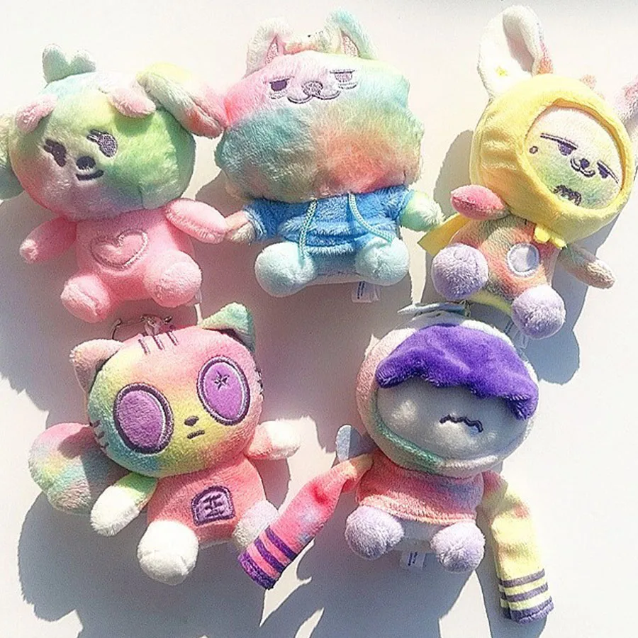 10pcs/lot 4inch hot Kpop TXT Soobin YEONJUN BEOMGYU TAEHYUN Plush Toy Keyrings colorful tiger foxy dolls Keychain Pendants Gifts 6