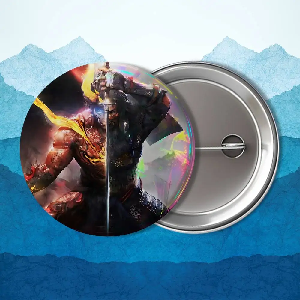 게임 Mumyo Nioh 배지 배낭 의류 장식 Tinplate Round Brooch 친구를 위한 재미있는 맞춤 선물