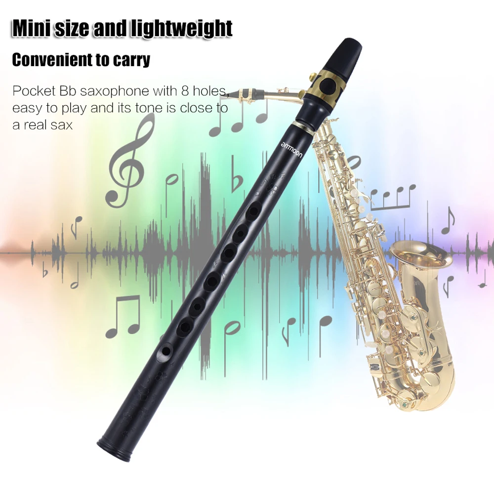 ammoon Mini Pocket Bb Saxophone Sax ABS with Alto Mouthpieces 10pcs Reed Carrying Bag Woodwind Instrument Saxophone Accessories saxophone musical instrument saxophone parts accessories