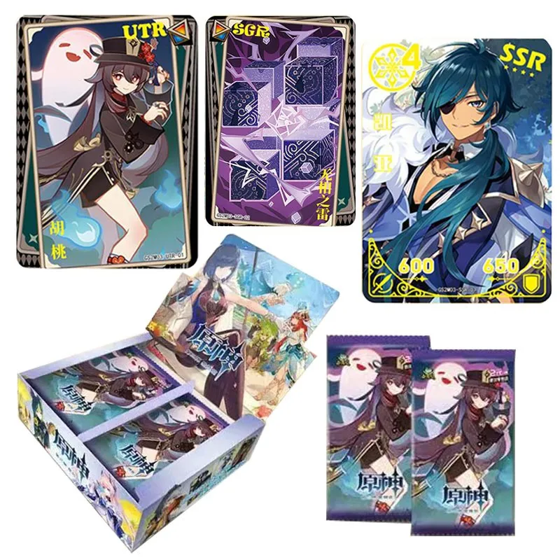 

Game Anime Genshin Impact Figure Model Cards Collection CP SSP SP PR UR SLR Ganyu Hutao Keqing Desk Decoration Metal Card