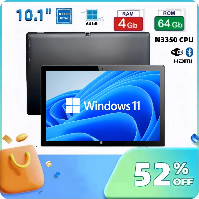 Hot Sales 64Bit AR40 10.1 INCH Windows 11 Tablet PC 4GB RAM 64GB ROM Intel N3350 CPU 1920*1200 Resolution Dual Cameras WIFI