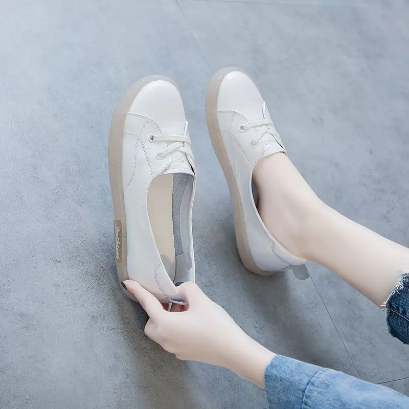 

Genuine Leather Flats Loafers for Women Shoes Round Toe Large Size Slip-on Woman Flats Sapato Oxford Comfortable Casual Shoes