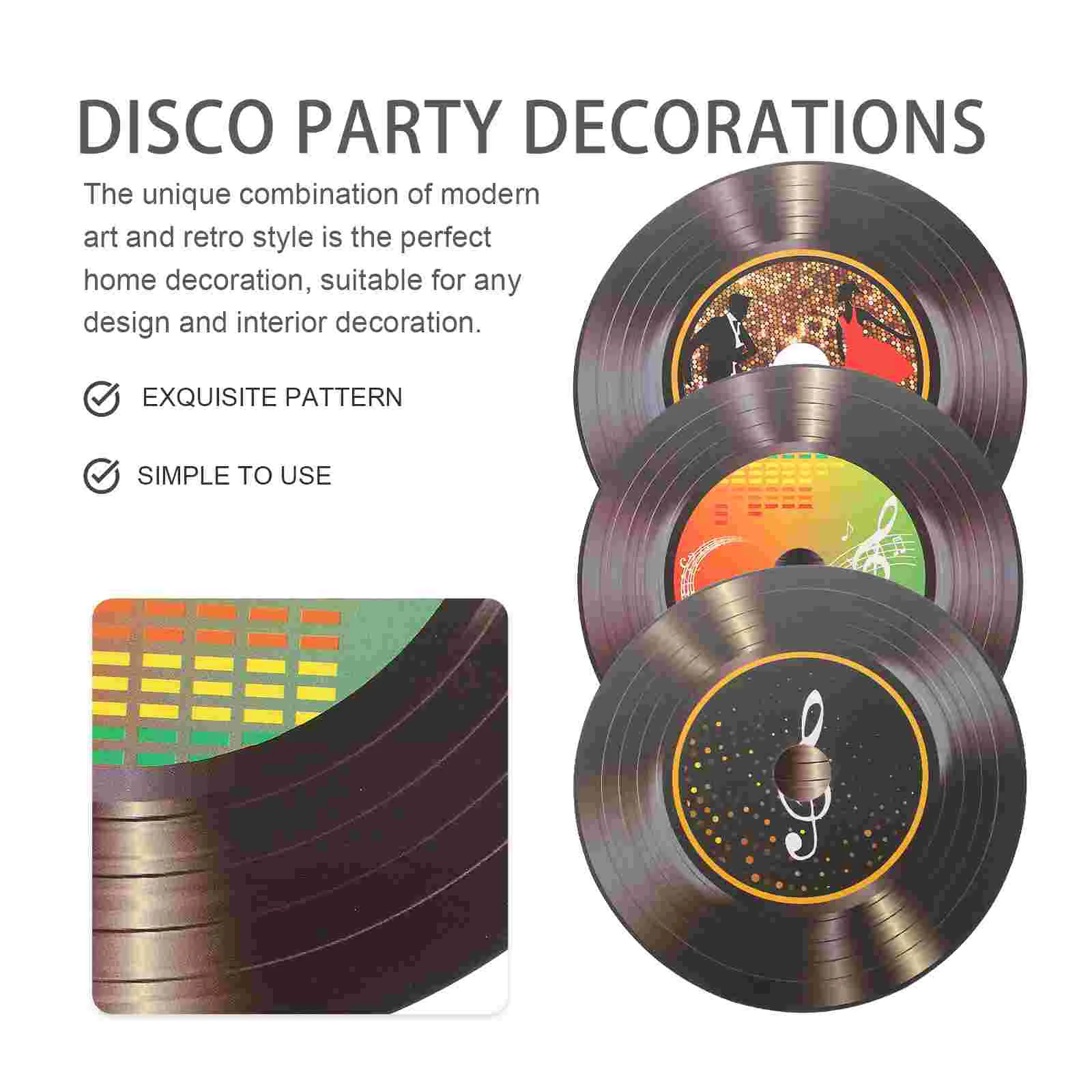 4pcs Record Wall Decor Fake Vinyls Home Decor viynles Record Decor Record  Vinyl Wall Decal Coffee bar Signs Decor Music Decor CD Wall Decorative