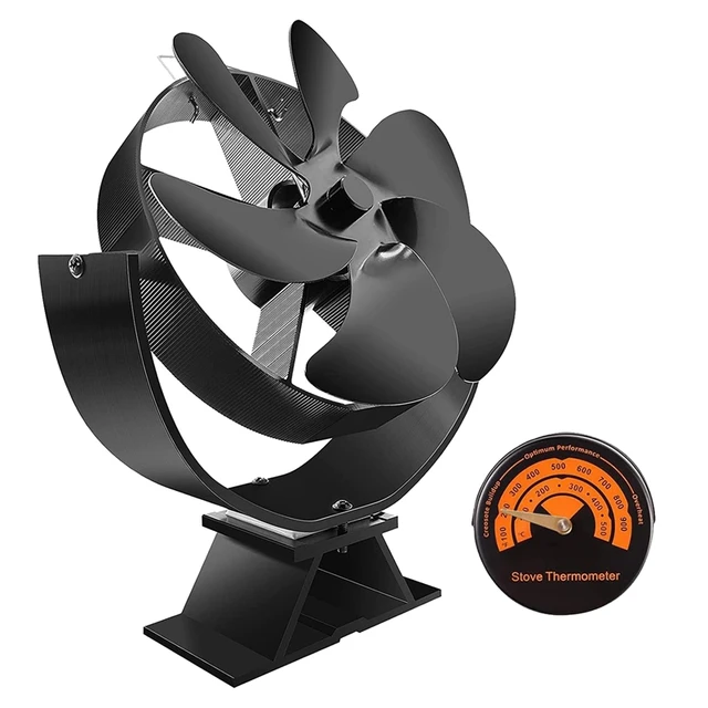 1 Set 6 Blades Fireplace Fan Heat Powered Stove Fan Adjustable Angle Fireplace  Fan Heat Powered Fireplace Fan With Thermometer - AliExpress