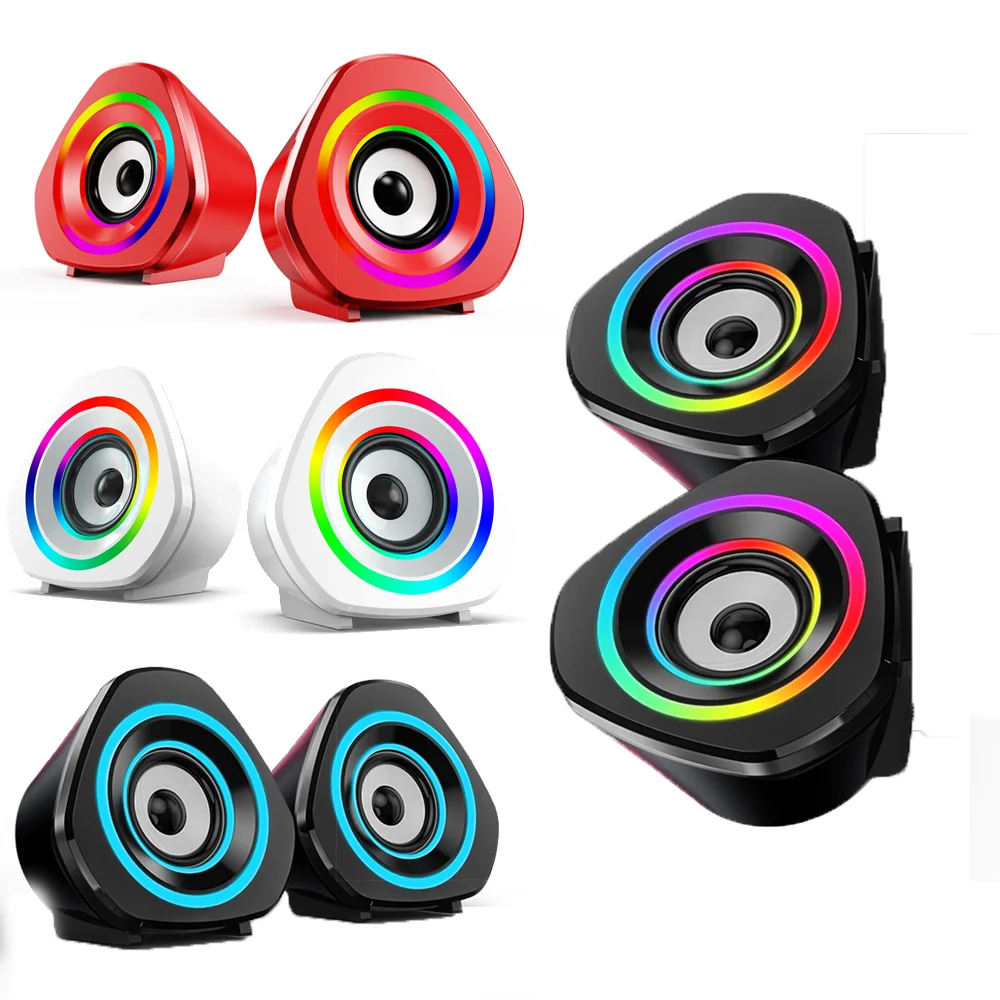 SADA Home Speaker Set Desktop PC Computer Speakers 3.5mm Wired Laptop Speakers USB Powered Sound Box with RGB Lights