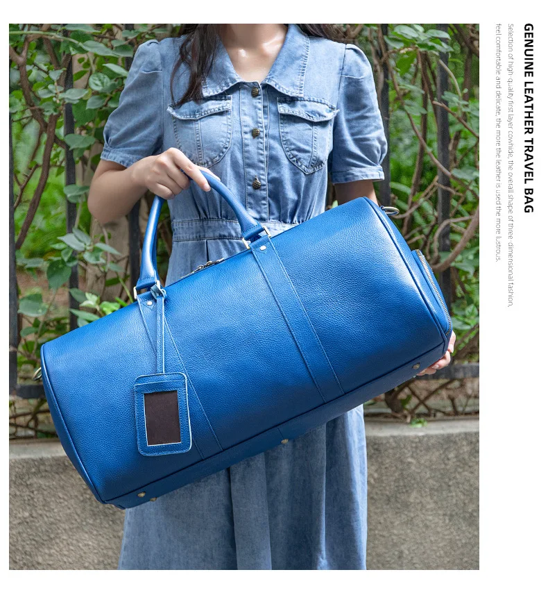 Big Capacity Genuine Leather Travel Bags Men Women Soft Black Cowhide Casual Travel Duffel High Quality Cow Leather Shoulder Bag travel bag