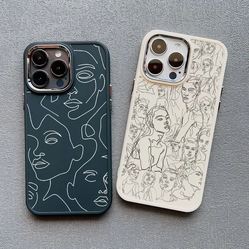 Sleek Abstract Geometric Face Art Silicone Phone Case