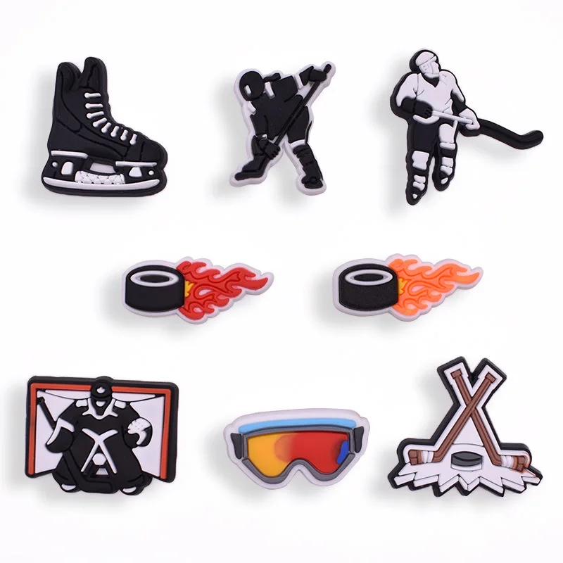 Ice hockey equipment Ice Hockey Charms PVC Pins Shoe Charms Decorations Hockey Sports Series Shoe Accessories