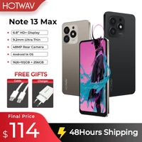 HOTWAV Note 13 Max Mobile Phone 6.8'' HD+ Display Android 14 16(6+10)GB 256GB Cellphone 48MP 5160mAh 9.2mm Ultra-Thin Smartphone 1