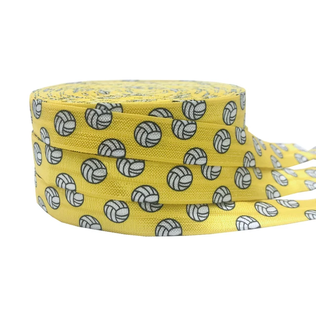 10Yard volleyball Print Sports  Fold Over Elastic 15MM FOE Elastic Ribbon For DIY Headwear Gift Webbing Accessories 5