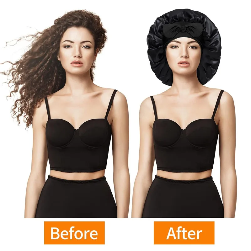 Satin Hair Bonnet Women Silk Adjustable Night Cap for Braids Curly Long Hair satin hair bonnet
