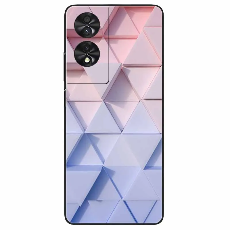 Floral Silicone Soft TPU Phone Cover with Black Bumper