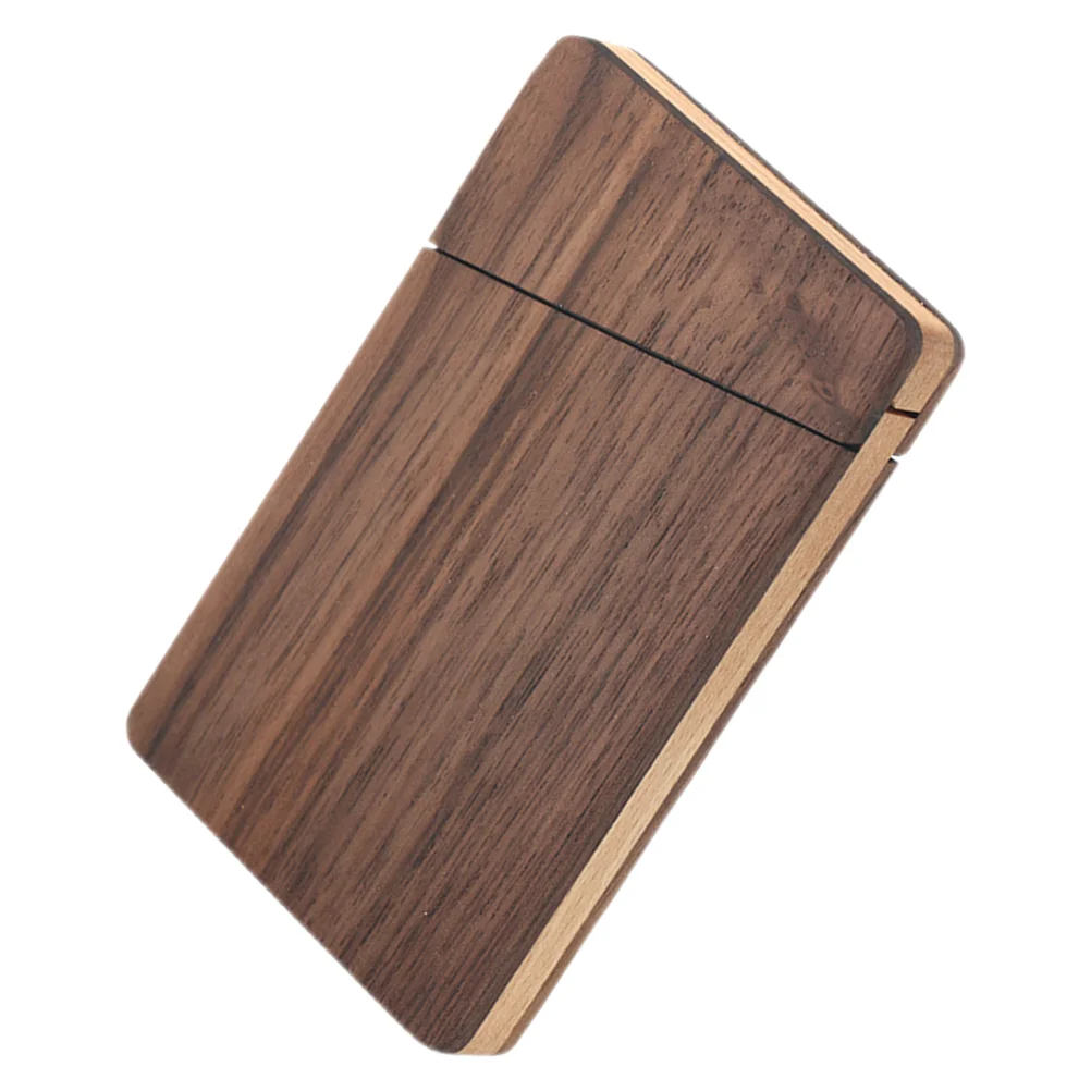 

Wooden Business Card Case Portable Credit Card Holder Walnut Wood ID Name Card Pocket Box Storage Container Men Gift