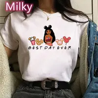 Summer New Princess Moana Cartoon Print Best Day Ever T-shirts Harajuku Casual Women Tees Round Neck Short Sleeve Tops Female 1