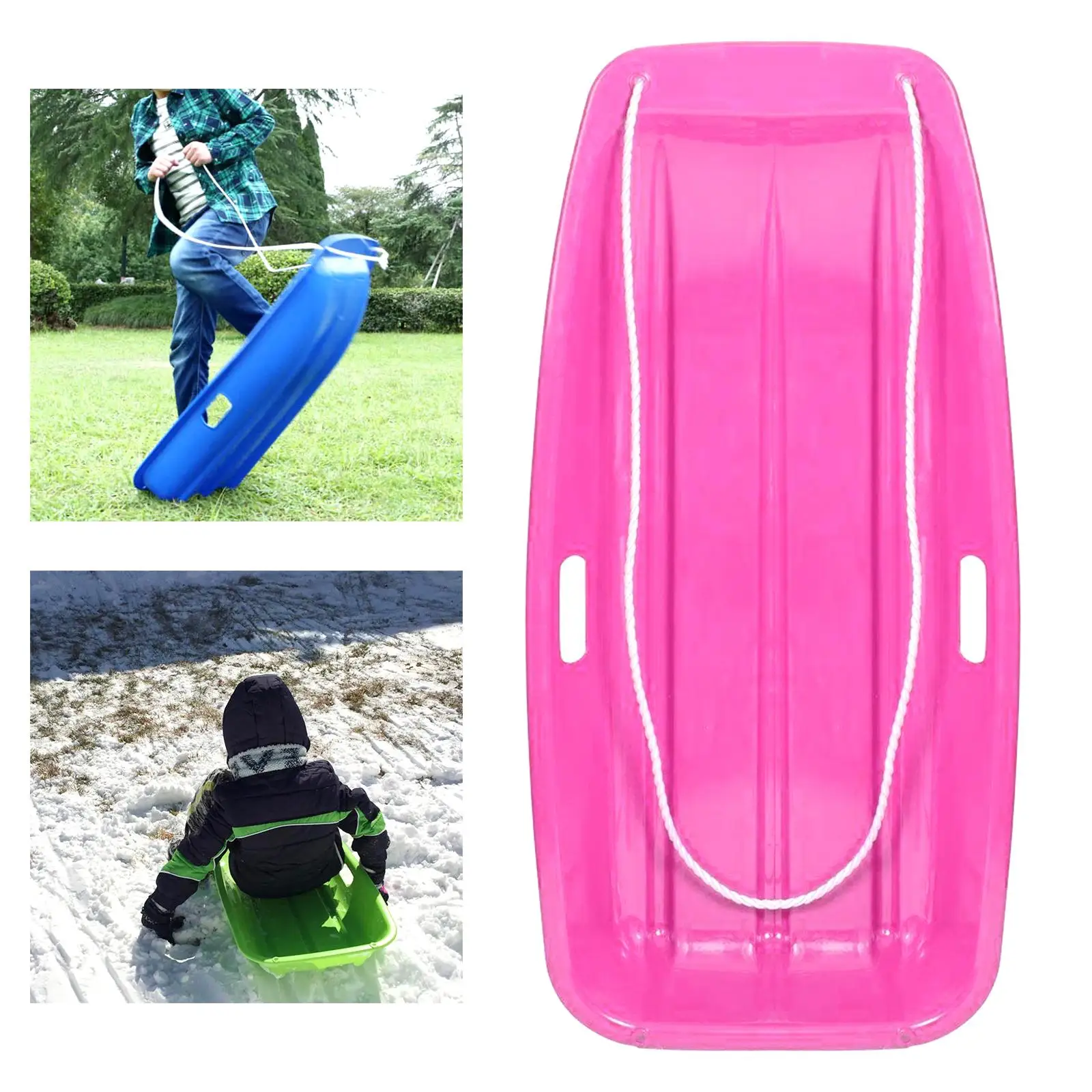 Classic Outdoor Snow Sled Toboggan Sledge Winter Toboggan Sled Pull Ropes for Outdoor Activities Grass Skiing Children Toddler