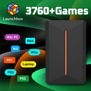 Portable 500GB Gaming HDD with 3760+Games&Emulators for PS4/Switch/PS3/PS2/PS1/Wii/Wiiu/Nes/Gamcube Plug&Play Launchbox OS Game Hard Drive for Win PC/Laptop 1