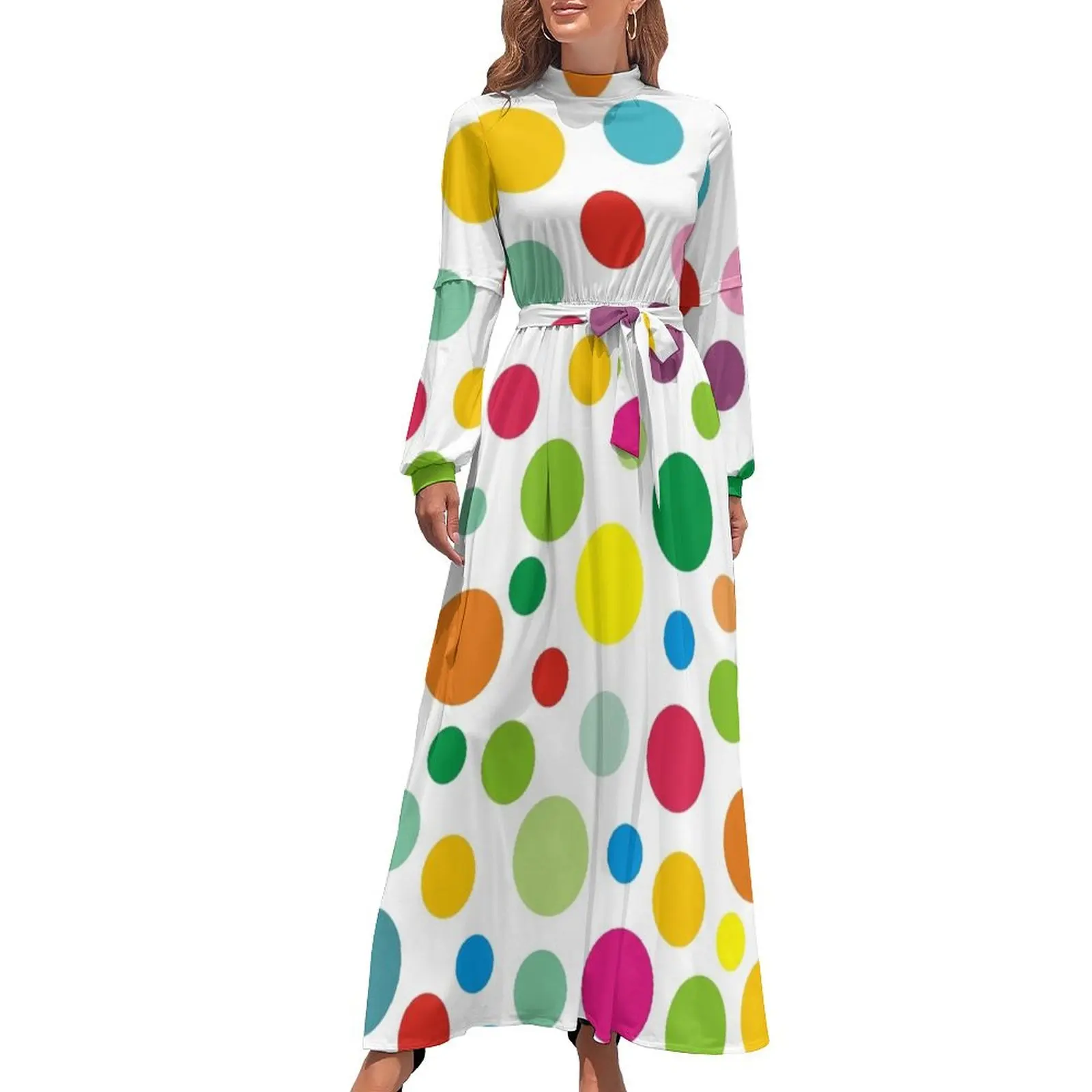thumbnail image 1 of Vestido largo de lunares de colores, ropa de verano, vestido de cumpleaños para mujer, traje de verano 2024 de lujo para mujer, 1 of 5