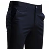 Men's Suit Pants Stretch Smart Casual Trousers Pocket Solid Color Straight Wearable Full Length Home Work Black Dress Pants 4