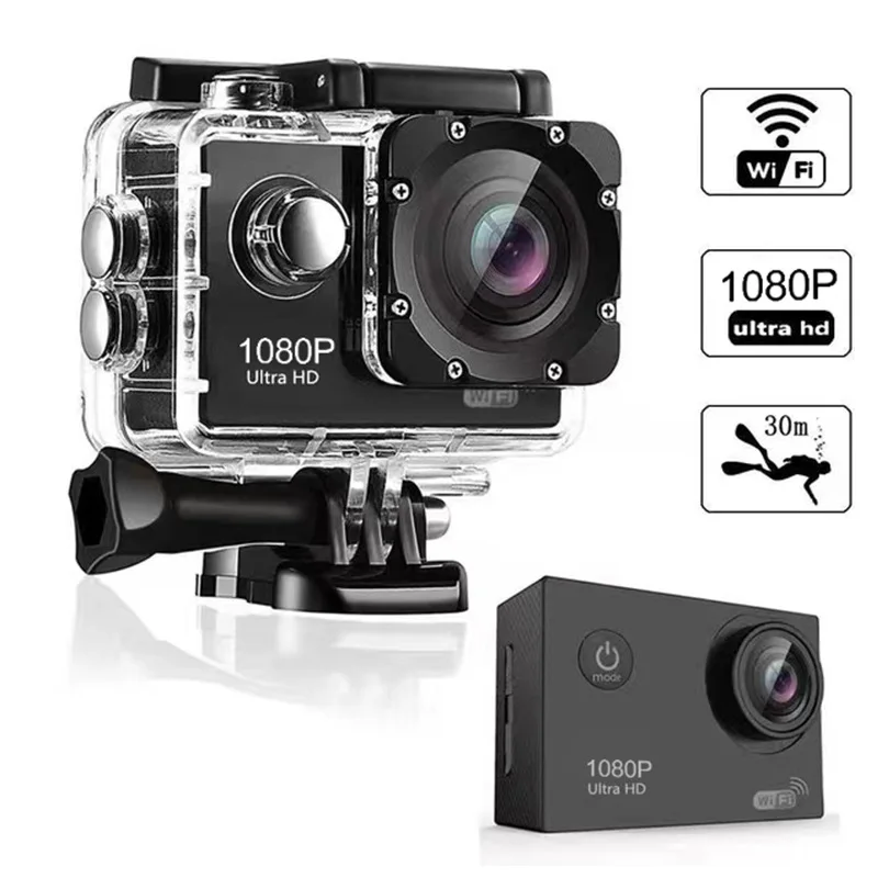 Action Camera 1080P/30FPS WiFi 2.0-inch 30M Underwater Waterproof Helmet Video Recording HD WiFi Sports Action Cam