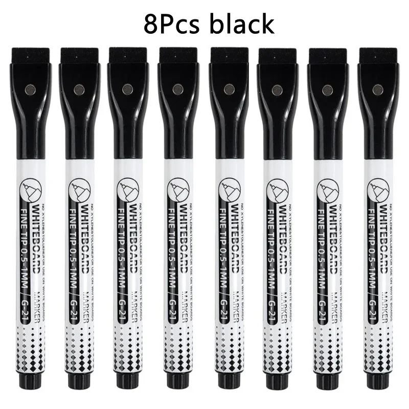 Vibrant 0.5mm Extra Fine Tip Magnetic Dry Erase Marker Set - 8 Assorted Colors
