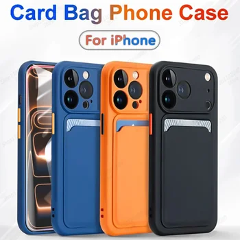 Liquid Silicone Card Slot Cases For iPhone 17 Pro Max Air 13 12 Mini Funda For iPhone 16 Pro Max 14 15 Plus 16E Soft Phone Cover 1