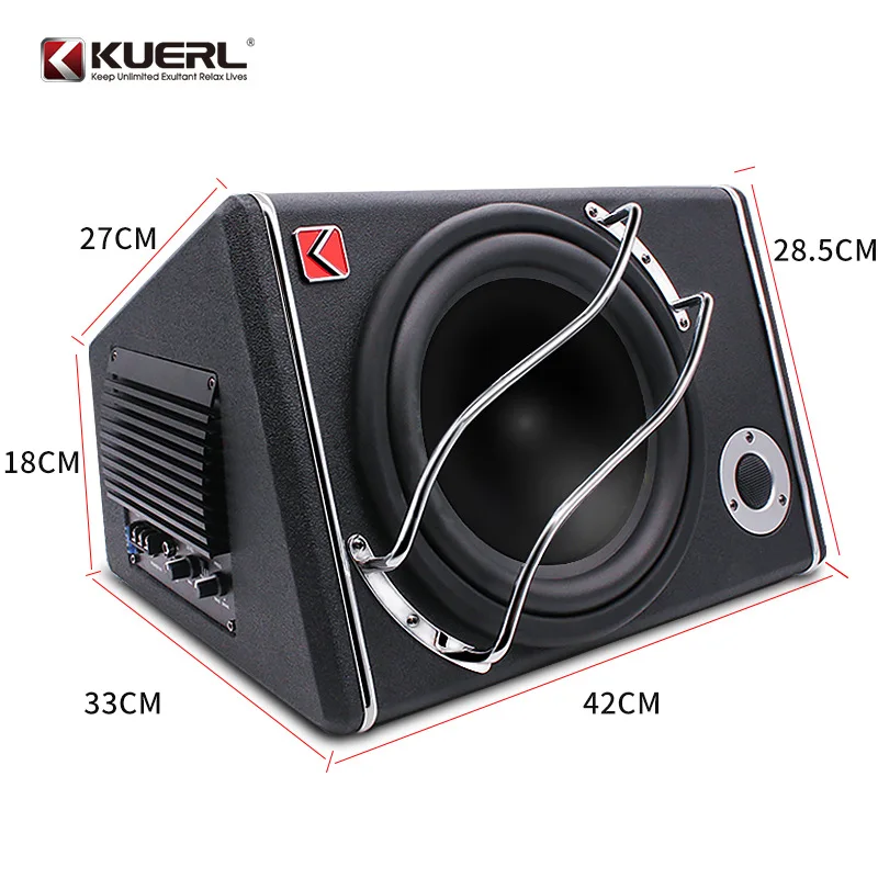 맥스 파워 1200W 차량용 오디오 서브우퍼 12V 10인치 서브우퍼 액티브 사다리꼴 서브우퍼