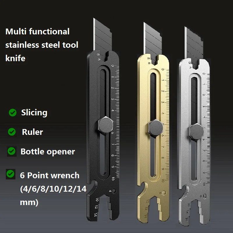 

Multifunctional Utility Knife 칼 нож Stainless Steel Wrench канцелярия Stationery All Purpose Cutter Bottle Tin Opener Ruler