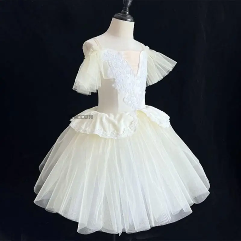

Embroidered Flower Kids Ballroom Clothing Tutus Ballet Dress For Girl Professional Swan Ballet Dancewear
