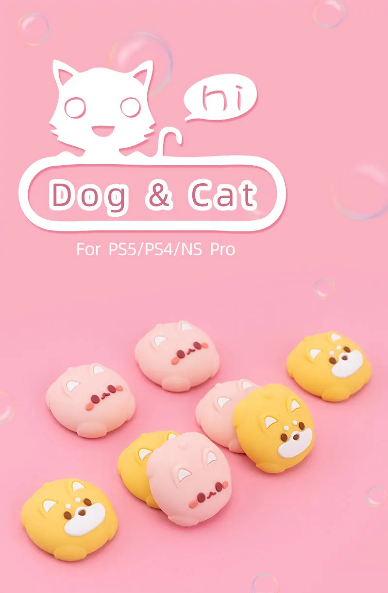 New Silicone Jon Con Thunb Grip Caps For PS4 PS5 Cute Dog Cat Joystick Caps For NS Pro Cover Analog Thumb Stick Grips