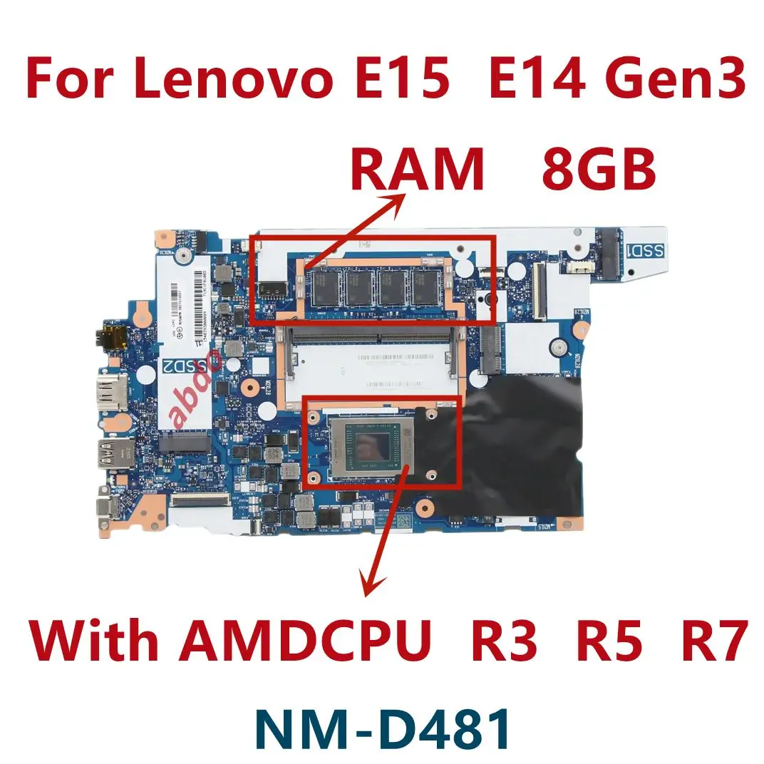 NM-D481 Motherboard .For Lenovo ThinkPad E15 E14 Gen3 Laptop Motherboard with R3 R5 R7 CPU 8GB RAM.100% Fully Tested - AliExpress