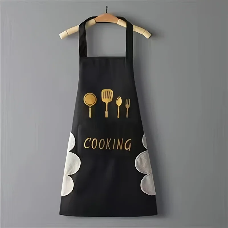 Kitchen Apron 1 pc Stylish Kitchen Apron Unisex Adjustable Cooking Apron Solid Color Household with Pocket for Adults Kitchen Supplies