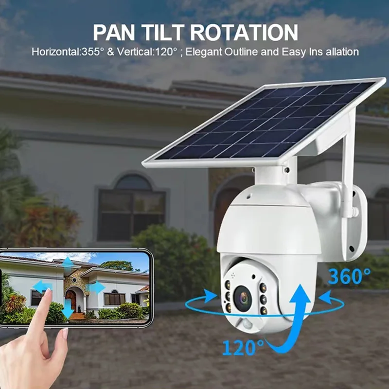 위스티노 야외용 2K 금속 하우징 보안 카메라 동작 감지 알람 양방향 음성 4G 태양광 카메라