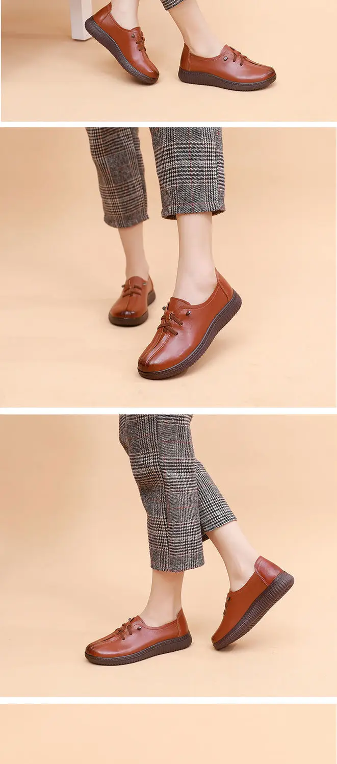 Lace Up Flats Women's Oxfords Split Leather Shoes Female Designer Loafers Woman Black Slip Ons Ladies Driving Shoes Retro Loafer
