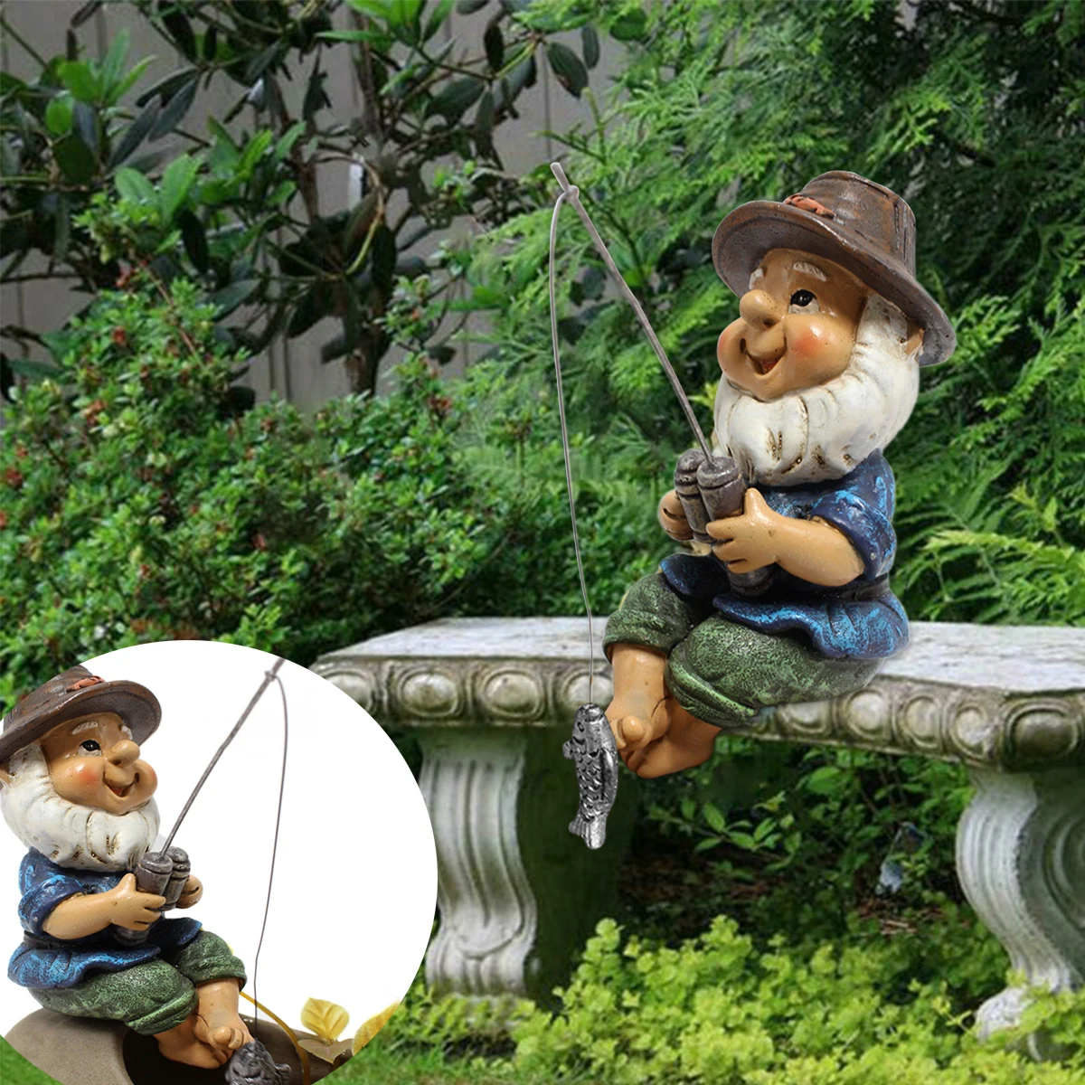 Fishing Gnome Garden Gnome Statue 1PC Mini Elf Figurines Naughty Figurine Dwarf Sculpture for Lawn Yard Balcony Decoration resin ornaments garden statue garden decoration resin statue resin handicraft ornaments resin ornament