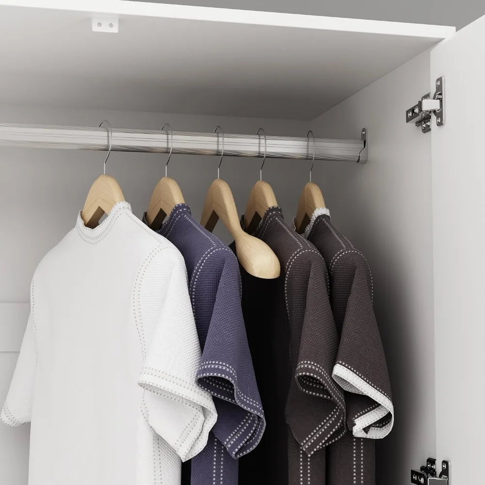 Large Mirror Wardrobe Armoire with Drawers 63" Wide Wardrobe Armoire Closet with Glass Full Length Mirror Doors Drawers 5