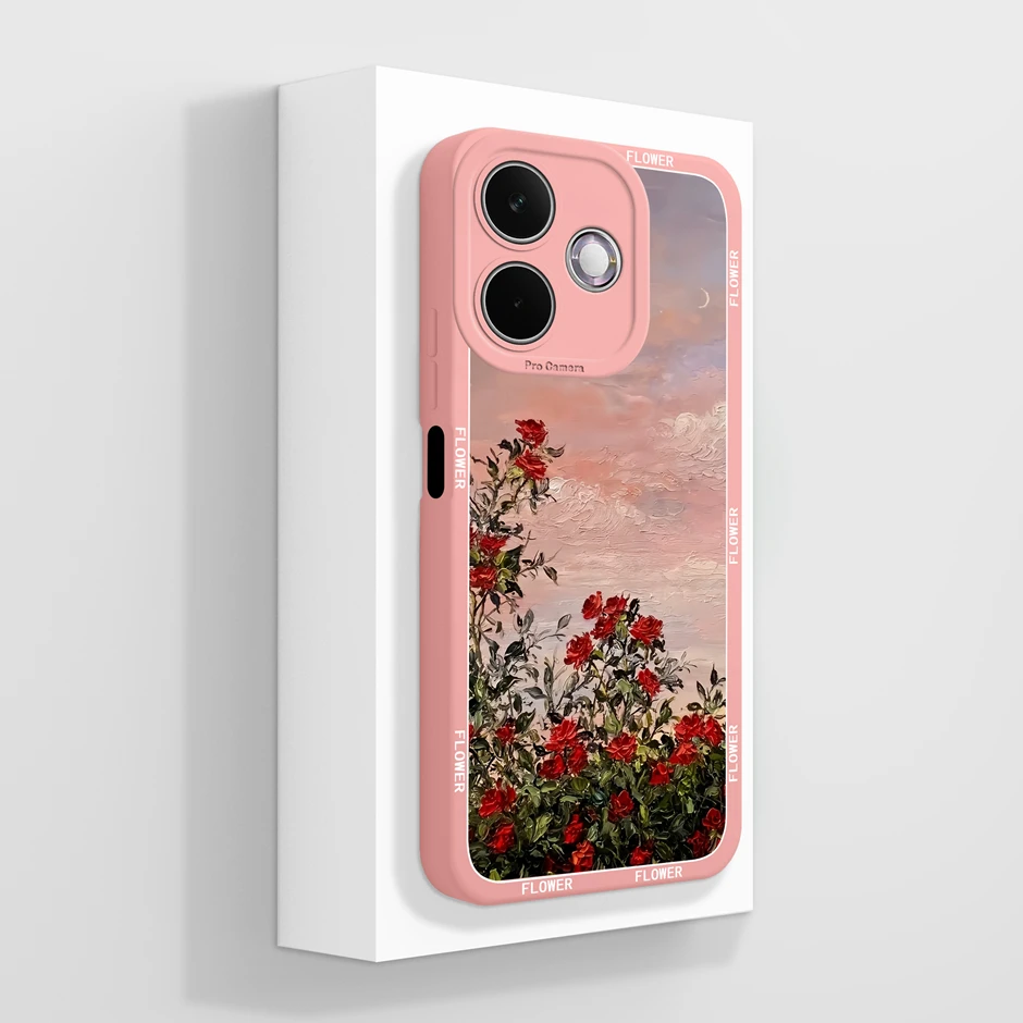 Artistic Oil Painting Flower Silicone Soft Protective Phone Case