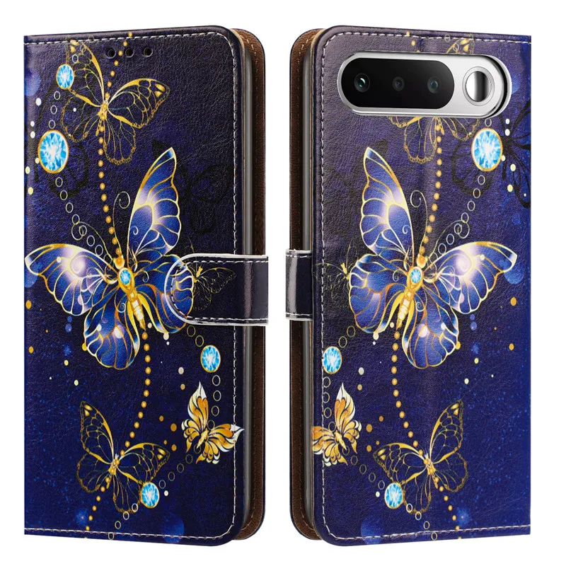 Floral Leather Flip Stand Phone Cover with Painted Design