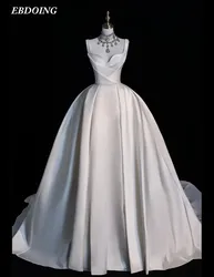 Newest Wedding Dress A-Line For Bride Satin Sweetheart Neckline WIth Long Open Back Custom Made Plus Sizes Vestidos De Novias