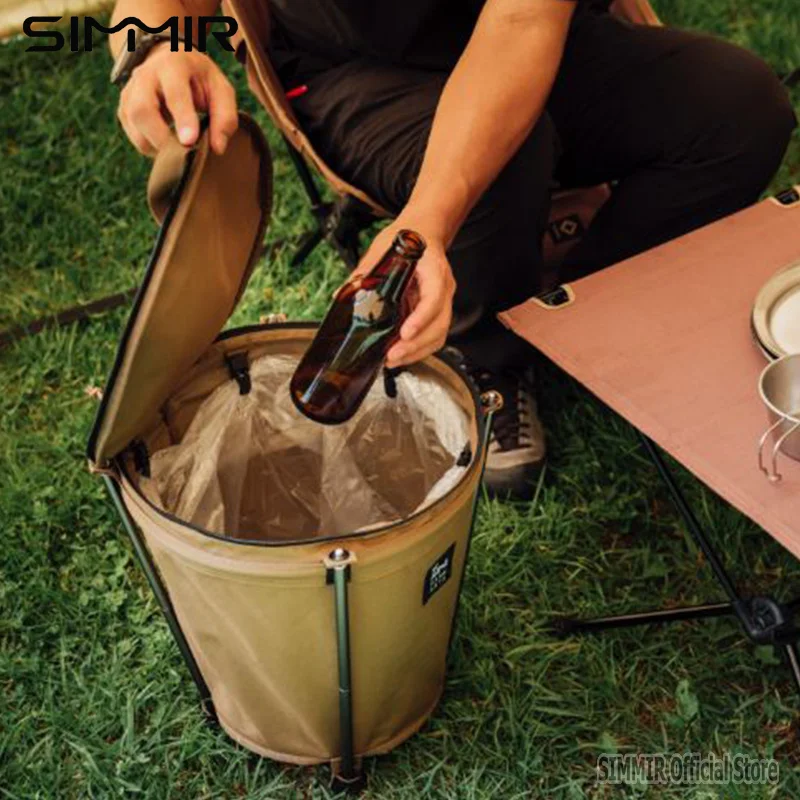 Self-Drive Camping Barbecue Cleaning BBQ Portable Cylinder Camping Trash Can Collapsible Storage Compressible Drum Canvas Can Camping Trash Bin Camping Storage Bag Storage Bag
