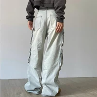 Autumn Winter New Ladies Cargo Jeans American Street Style Baggy Cargo Pants Women Blue Multi-pocket Wide Leg Jeans for Women - Image 6