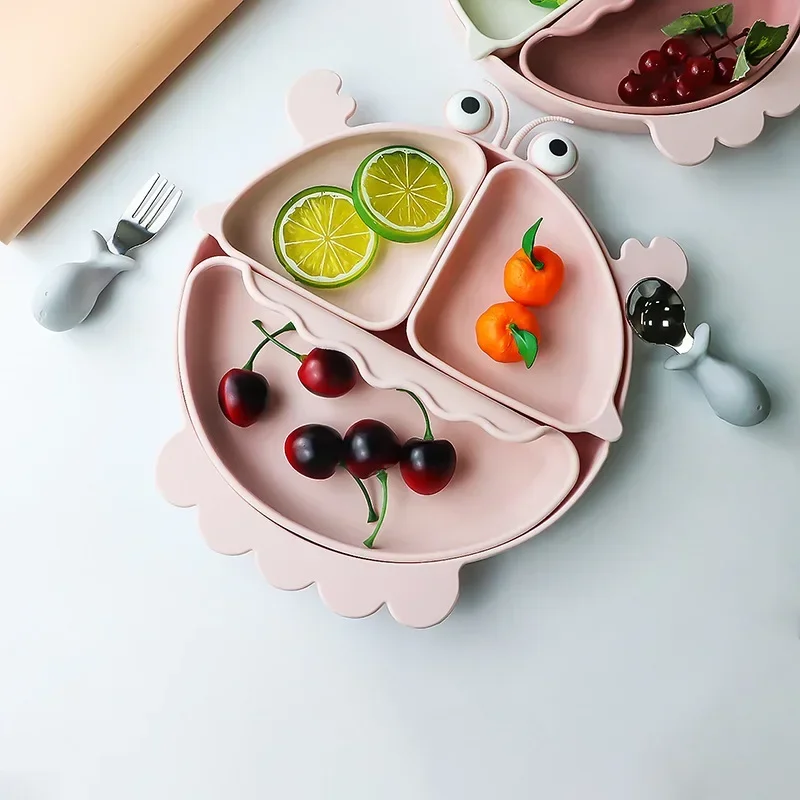 

Children's Cartoon Crab Plate Food Grade Silicone Food Bowl Train Baby To Eat Tableware Independently