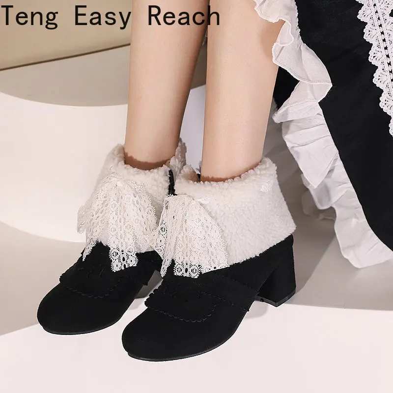 

Big Size 34-48 Brand New Ladies Solid Ankle Boots Fashion Zip Chunky Heels Women's Boots 2022 Casual Soft Shoes Woman