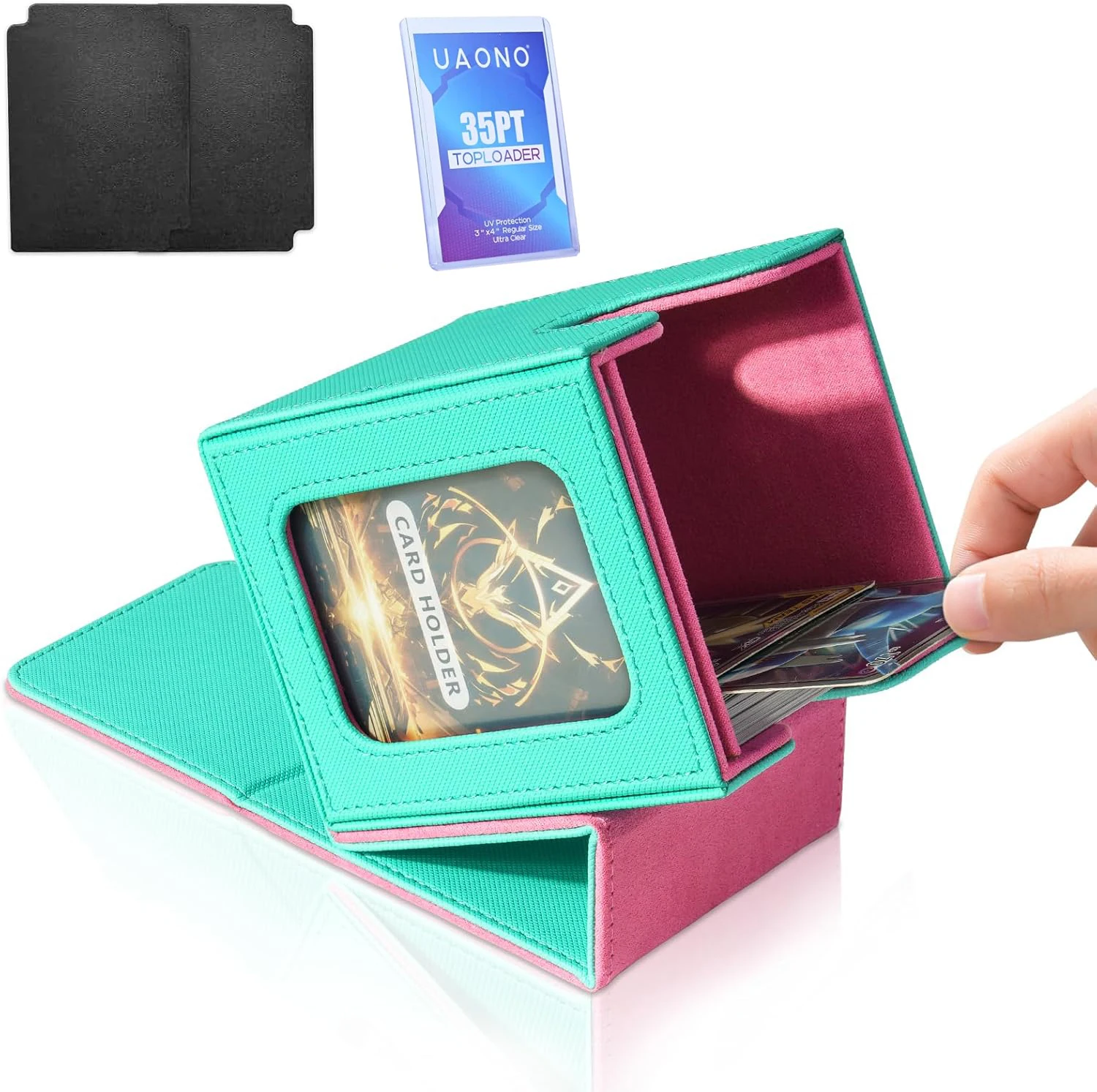 Premium PU Leather Trading Card Display Storage Box - Holds Over 120 Sleeved Cards