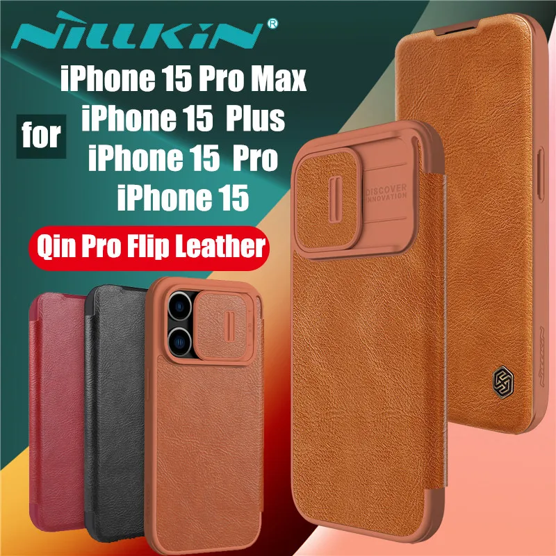 Apple iPhone 15 Pro Max case blue NILLKIN QIN PRO LEATHER (CLOTH