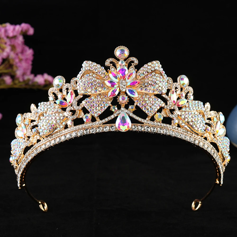 Upscale Crystal Gem Crown ornaments Fashionable Noble Banquet Wedding Women's hair accessories