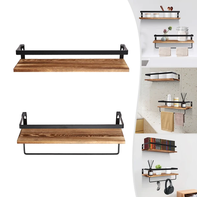 2-stufiges schwebendes Regal zur Wandmontage, 40 x 14,5 x 7 cm, Gewürzregale, Wandregal mit Handtuchhalter für das Heimbüro